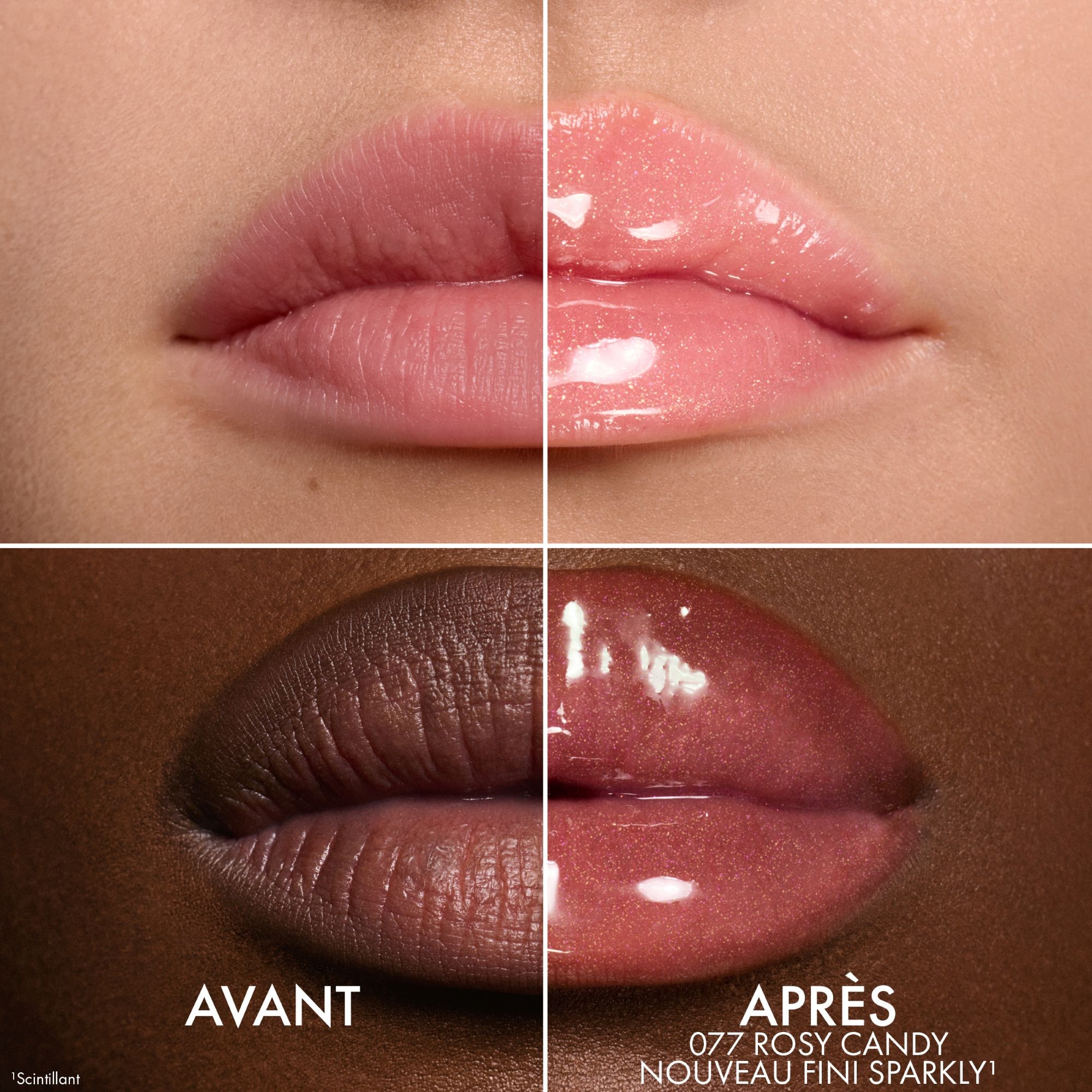 Huile à lèvres hydratante 24h - 3 finis ultra-brillants