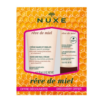 34mL Nuxe RÊVE DE MIEL® Sachet découverte - stick à lèvre + crème mains  1 of 2 