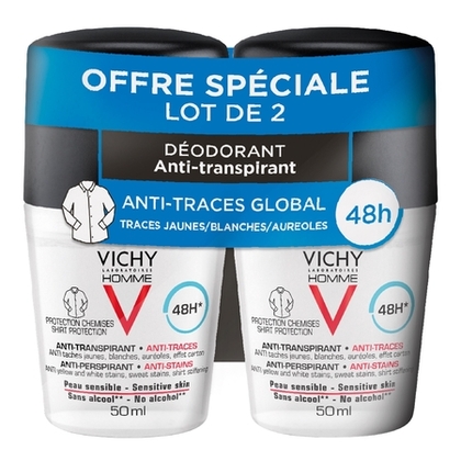 50mL VICHY HOMME V Déodorant 48H efficacité anti-transpirante et anti-traces peau sensibles - lot de 2  1 of 4 