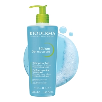 500ML BIODERMA SÉBIUM Gel moussant nettoyant purifiant peau grasse  1 of 3 