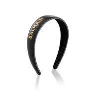  BALMAIN HAIR ACCESSOIRES SERRE-TETE CUIR NOIR LOGO PLAQ.OR 380GR  1 of 2 