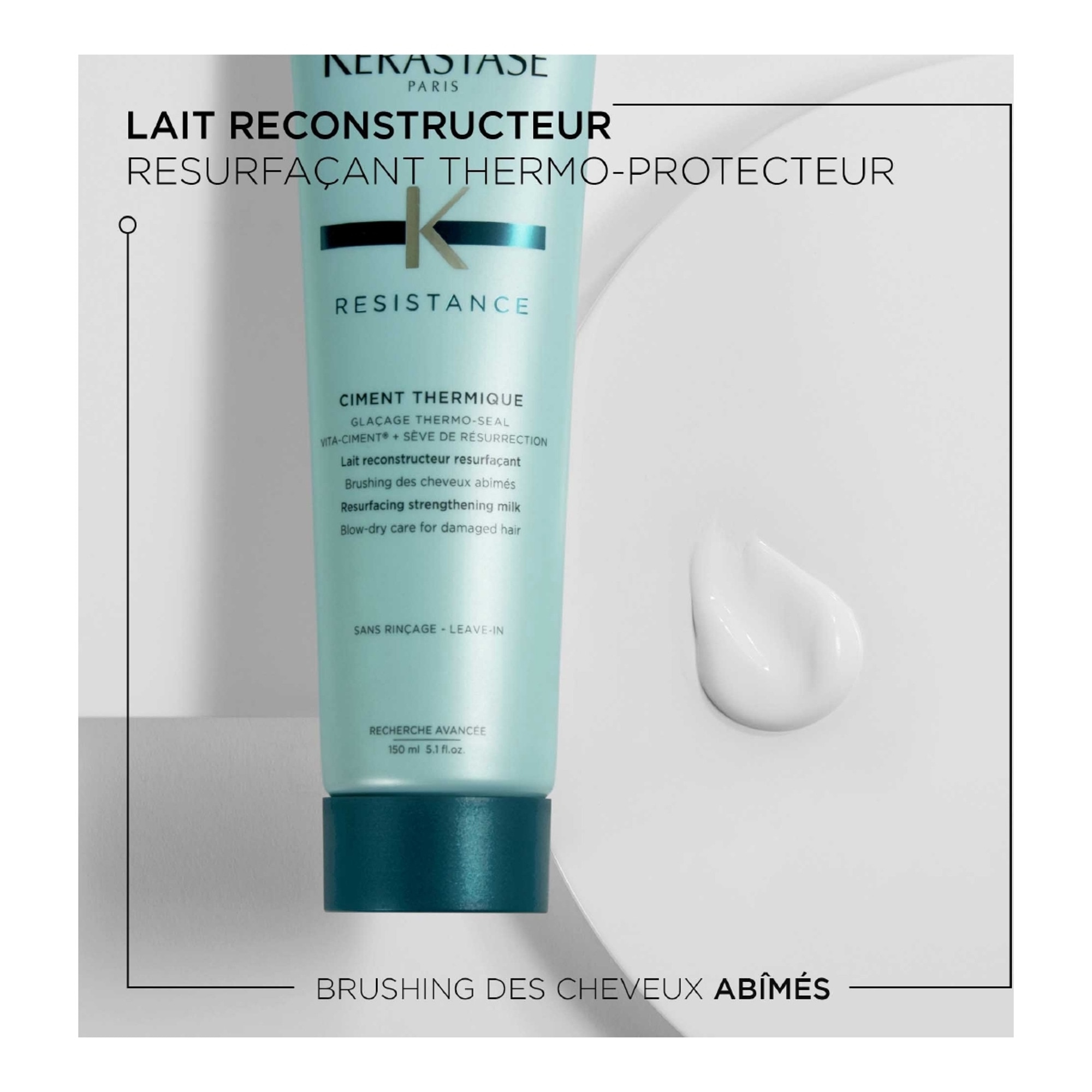 Lait reconstructeur de brushing pour cheveux abîmés