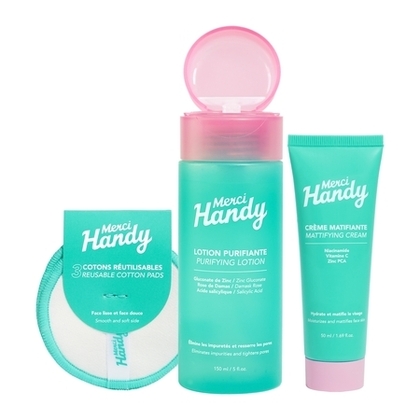  MERCI HANDY KIT HEROES Kit skin essential heroes (crème matifiante + lotion purifiante + 3 cotons)  1 of 3 