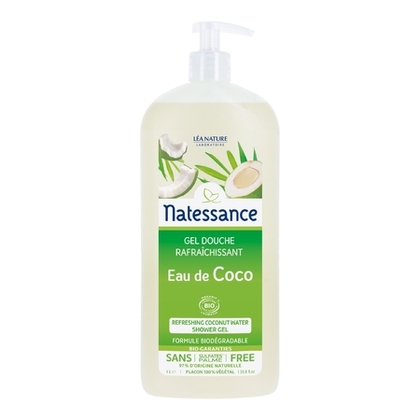 1L Natessance DOUCHE BIO Gel douche rafraîchissant Eau de Coco  1 of 2 