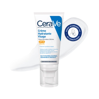 52ml CERAVE Crème Hydratante Visage Crème hydratante spf 50 - peaux normales à sèches  1 of 3 