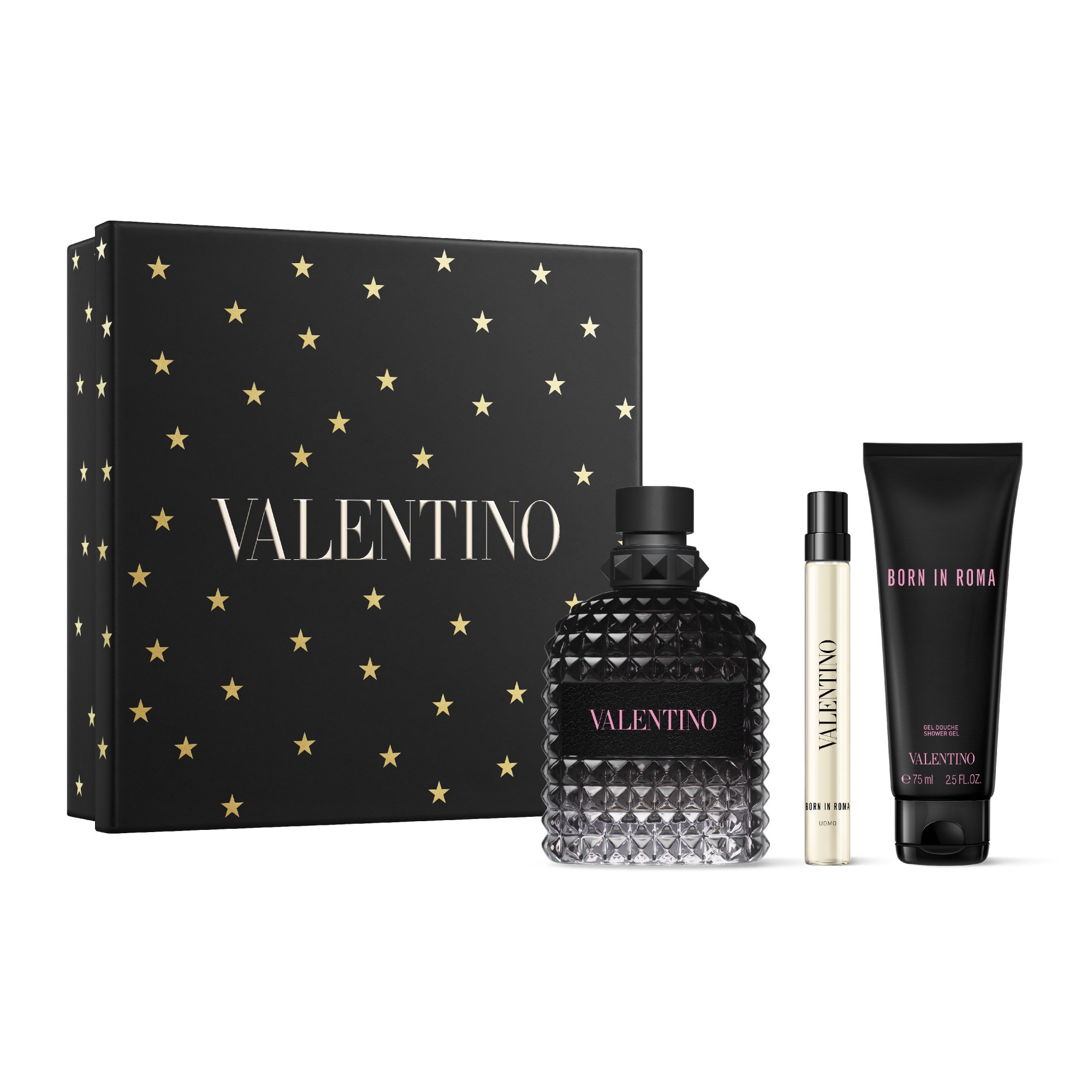 Valentino BORN IN ROMA UOMO Coffret eau de toilette + gel douche + vaporisateur voyage eau de toilette 1 of 1 Coffret eau de toilette + gel douche + vaporisateur voyage eau de toilette