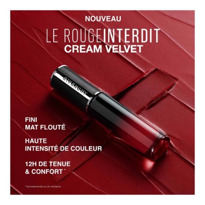  GIVENCHY LE ROUGE INTERDIT CREAM VELVET Rouge à lèvres mat longue tenue  1 of 4 