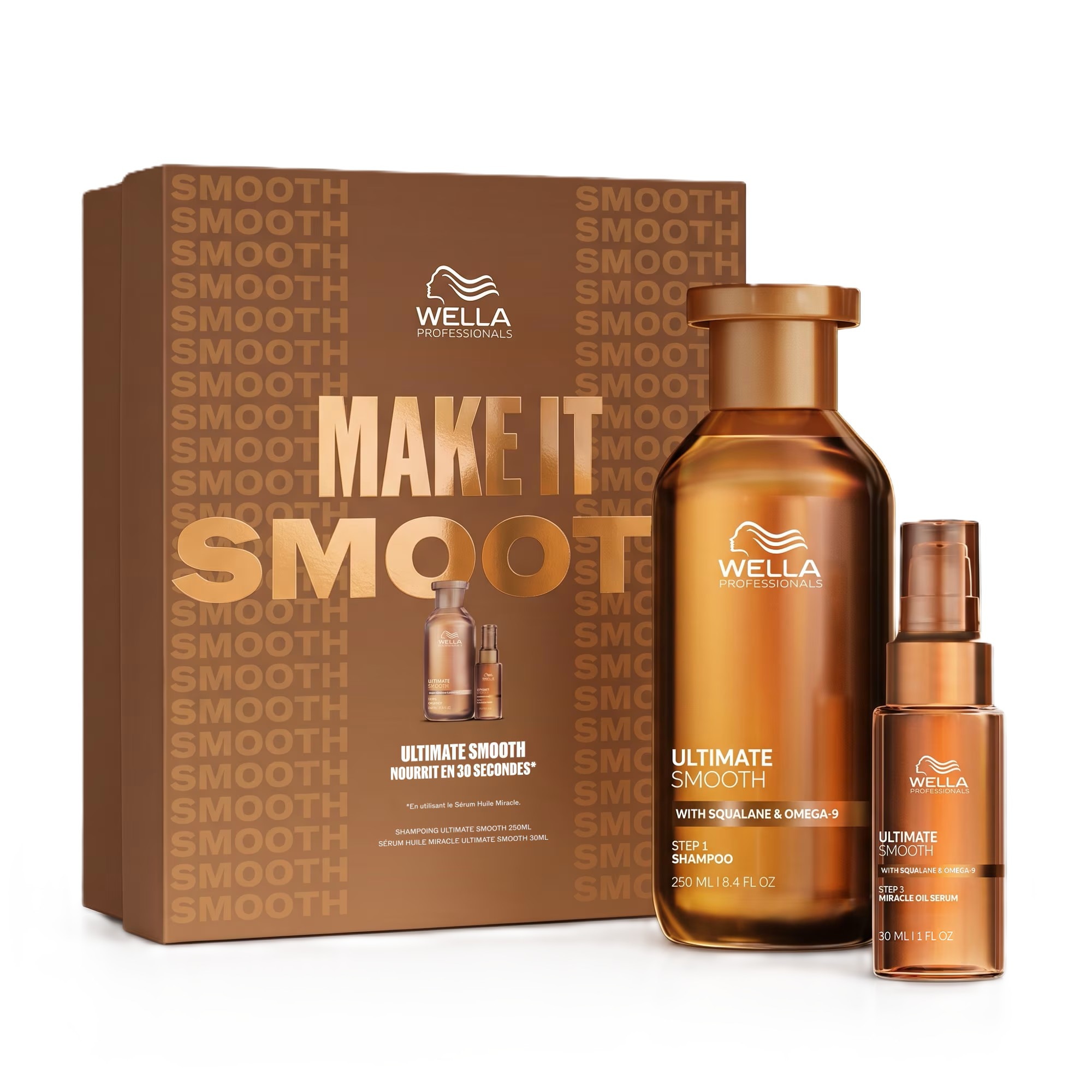 WELLA PROFESSIONALS ULTIMATE SMOOTH Coffret - shampoing + sérum huile miracle 1 of 4 Coffret - shampoing + sérum huile miracle
