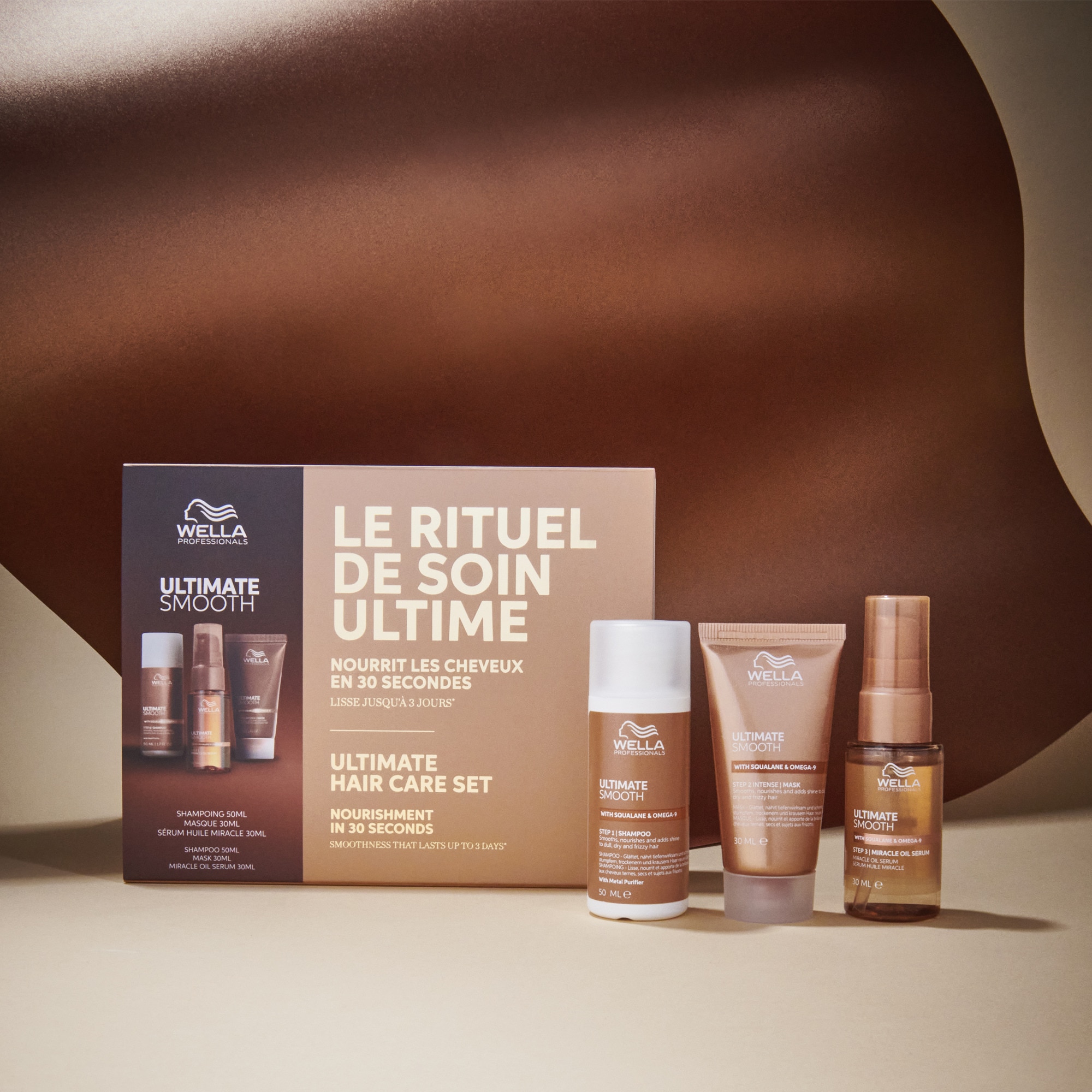 Coffret découverte nutrition ultime pour cheveux secs, ternes ou sujets aux frisottis.