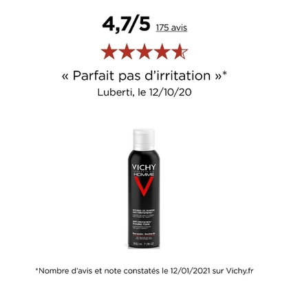 200ML VICHY HOMME V Mousse à raser anti-irritation peau sensible  1 of 4 