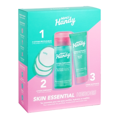 Merci Handy - Kit Heroes - Kit Skin Essential Heroes (crème Matifiante + Lotion Purifiante + 3 Cotons)