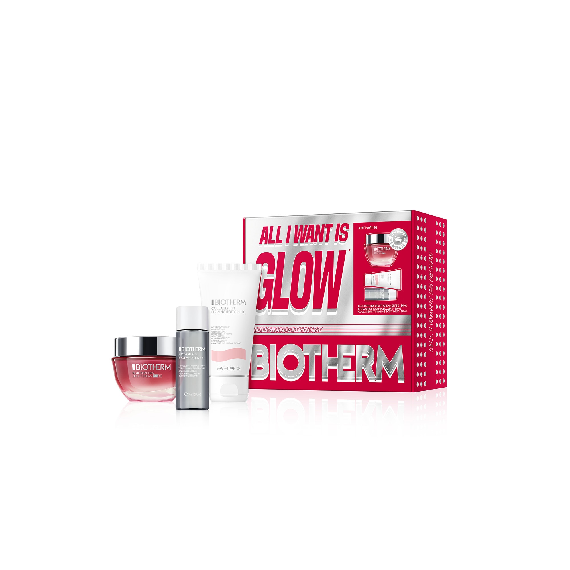 BIOTHERM BLUE PEPTIDES Coffret - crème de jour anti-âge + eau micellaire + lait corps raffermissant 1 of 1 Coffret - crème de jour anti-âge + eau micellaire + lait corps raffermissant