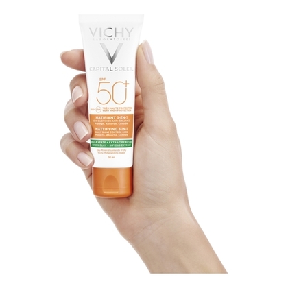 50mL VICHY CAPITAL SOLEIL Matifiant 3-en-1 argile verte SPF50+  1 of 4 