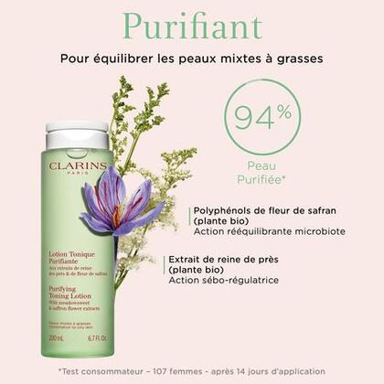 200ML Clarins LOTION TONIQUE Purifiante – peau mixtes à grasses  1 of 4 