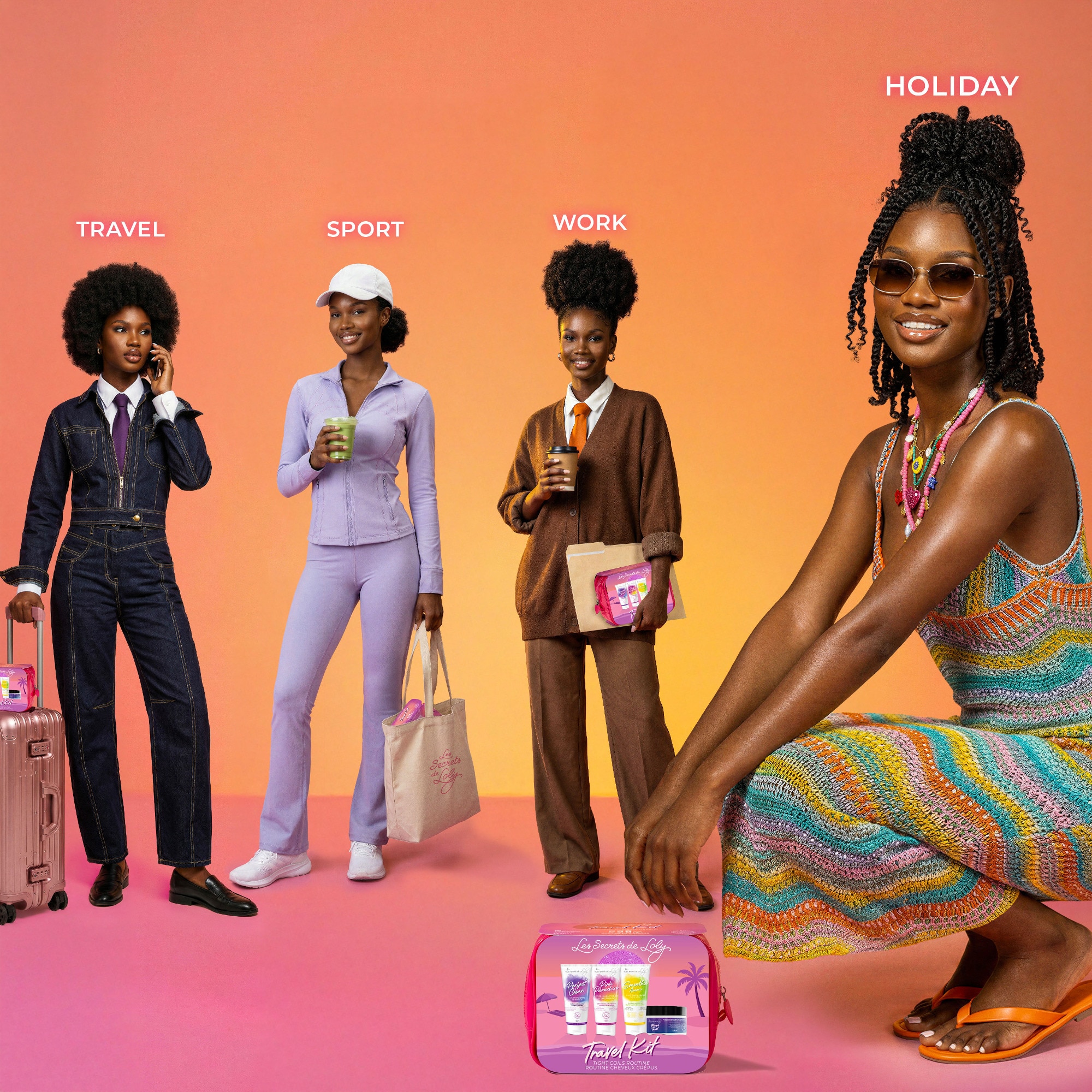  LES SECRETS DE LOLY TROUSSE CHEVEUX CRÉPUS Trousse cheveux crépus - format voyage  1 of 4 