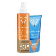 Spray fluide invisible protection cellulaire spf50+ et lait apaisant après-soleil offert