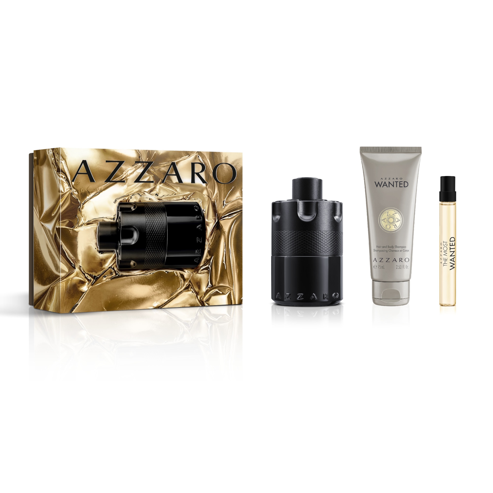 Azzaro - The Most Wanted - Coffret Eau De Parfum Intense + Gel Douche Cheveux & Corps + Vaporisateur Voyage