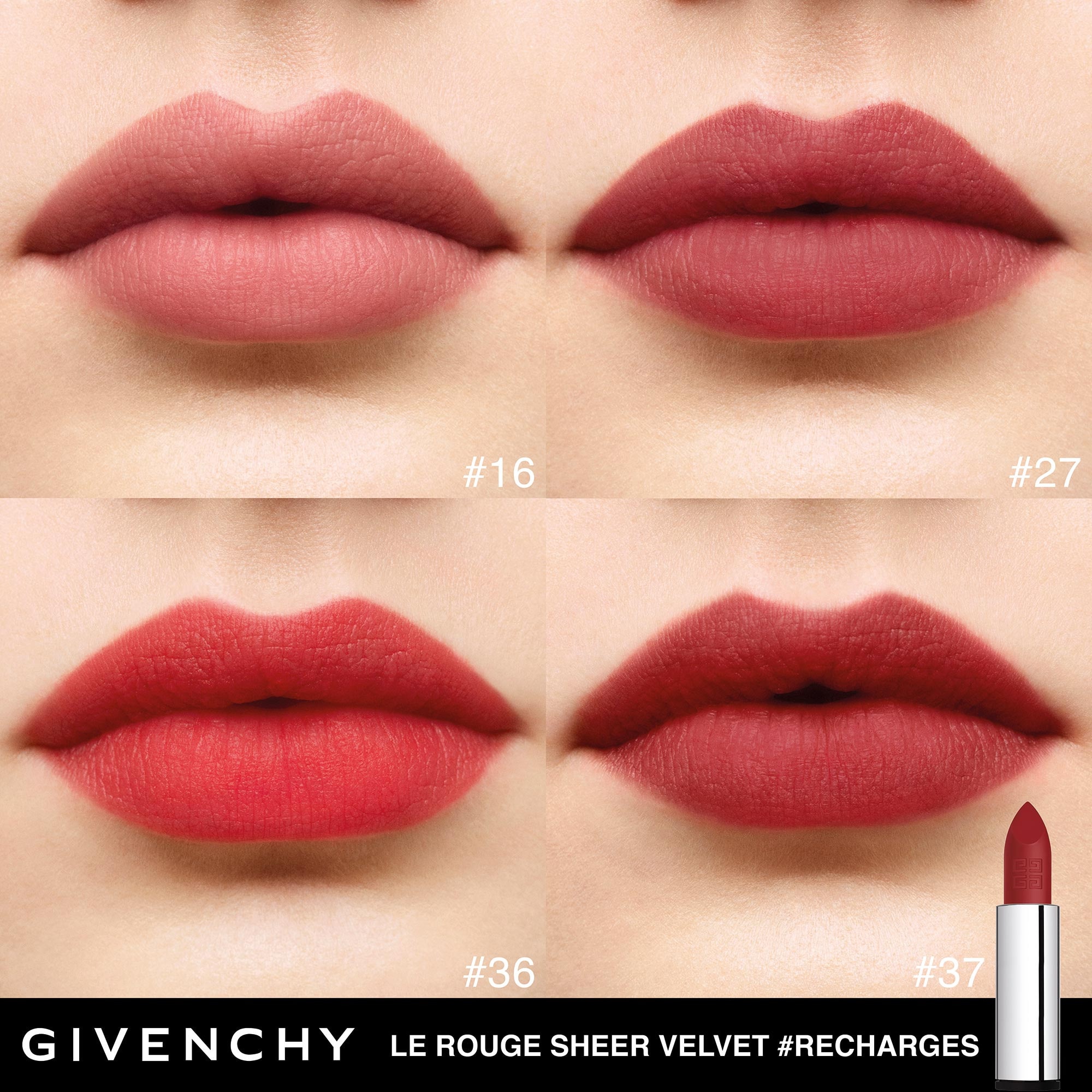 GIVENCHY LE ROUGE SHEER VELVET Rouge à lèvres mat effet floutant - recharge 1 of 3