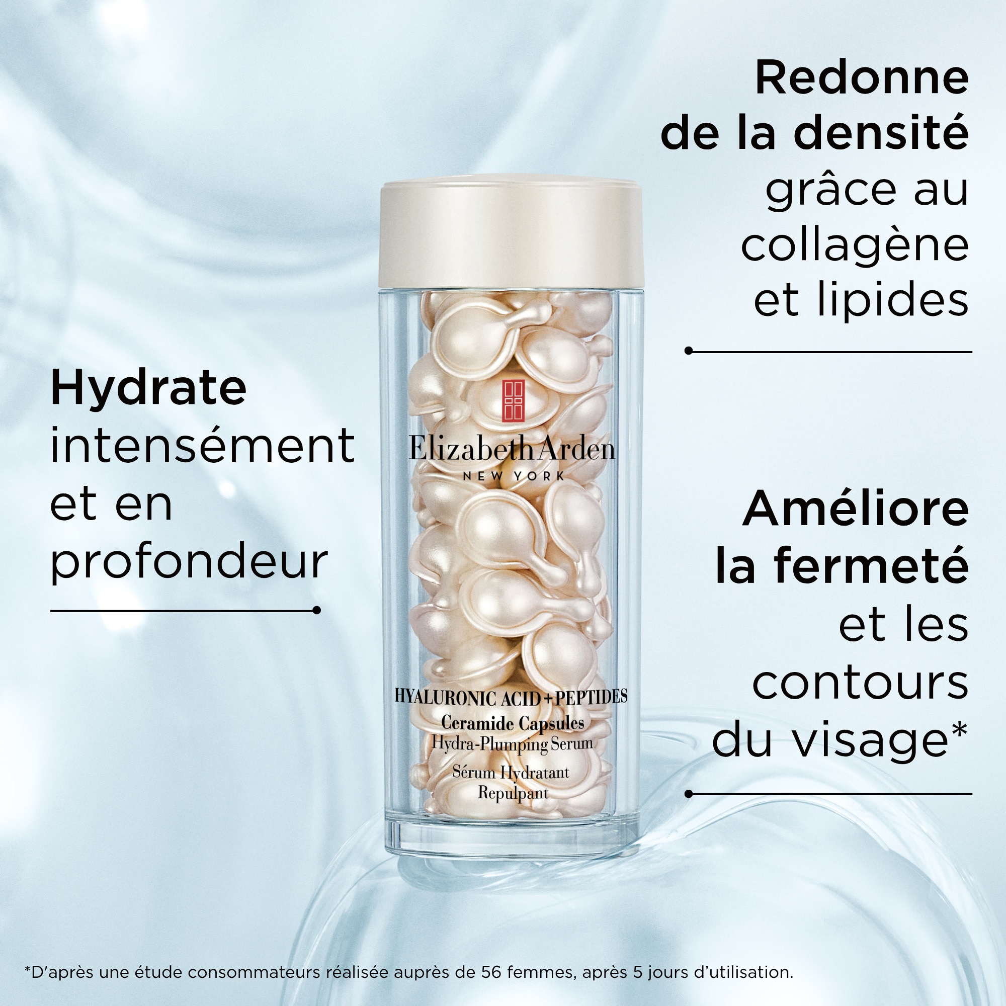 Hyaluronic acid + peptides ceramide capsules sérum hydratant repulpant