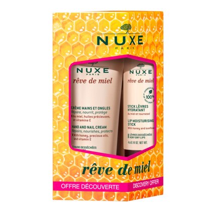 34mL Nuxe RÊVE DE MIEL® Sachet découverte - stick à lèvre + crème mains  1 of 2 