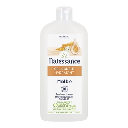 500ML Natessance DOUCHE BIO Gel douche hydratant Miel  1 of 2 