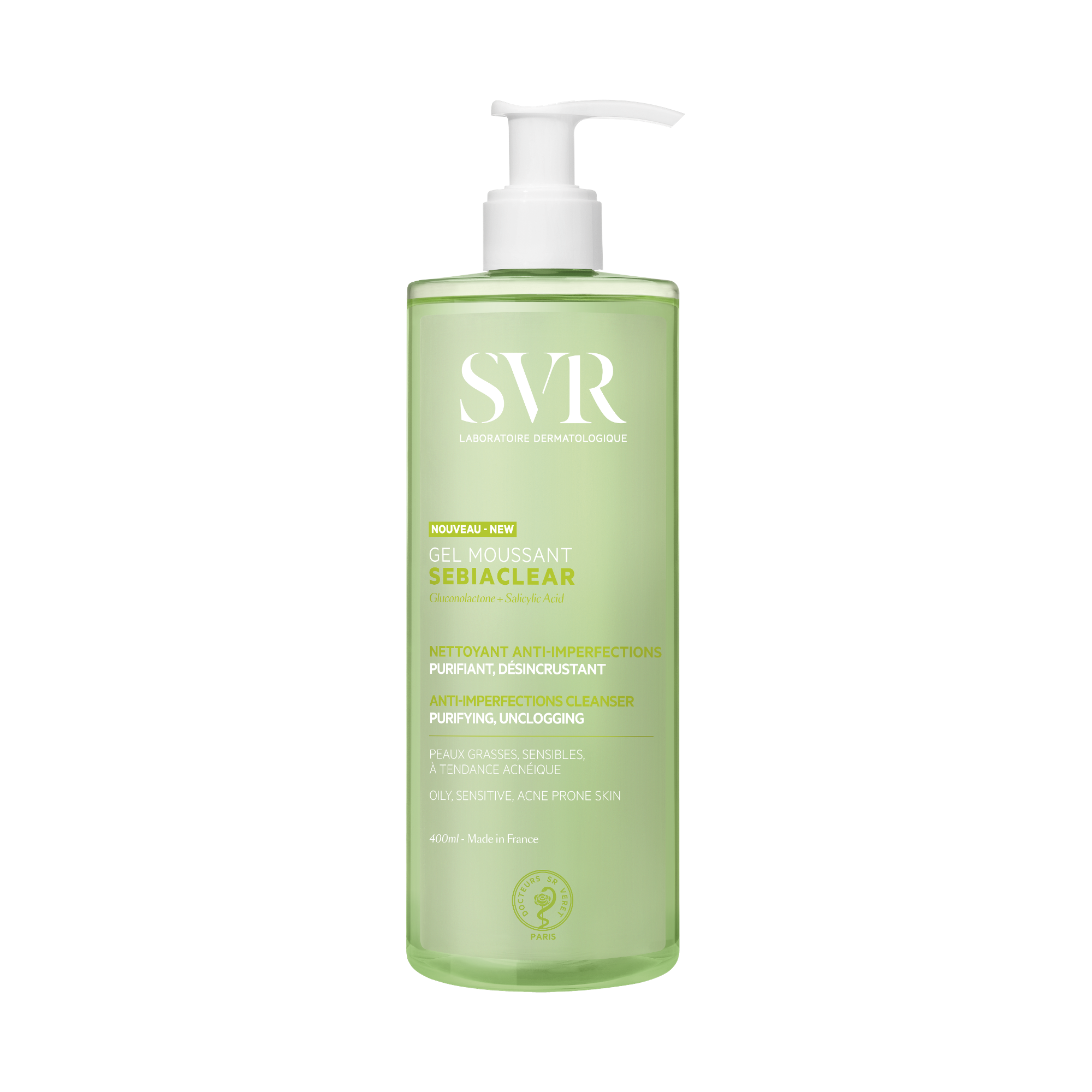 Laboratoire Svr - Sebiaclear - Gel Moussant Nettoyant Sans Savon Purifiant Et Désincrustant - 400ml