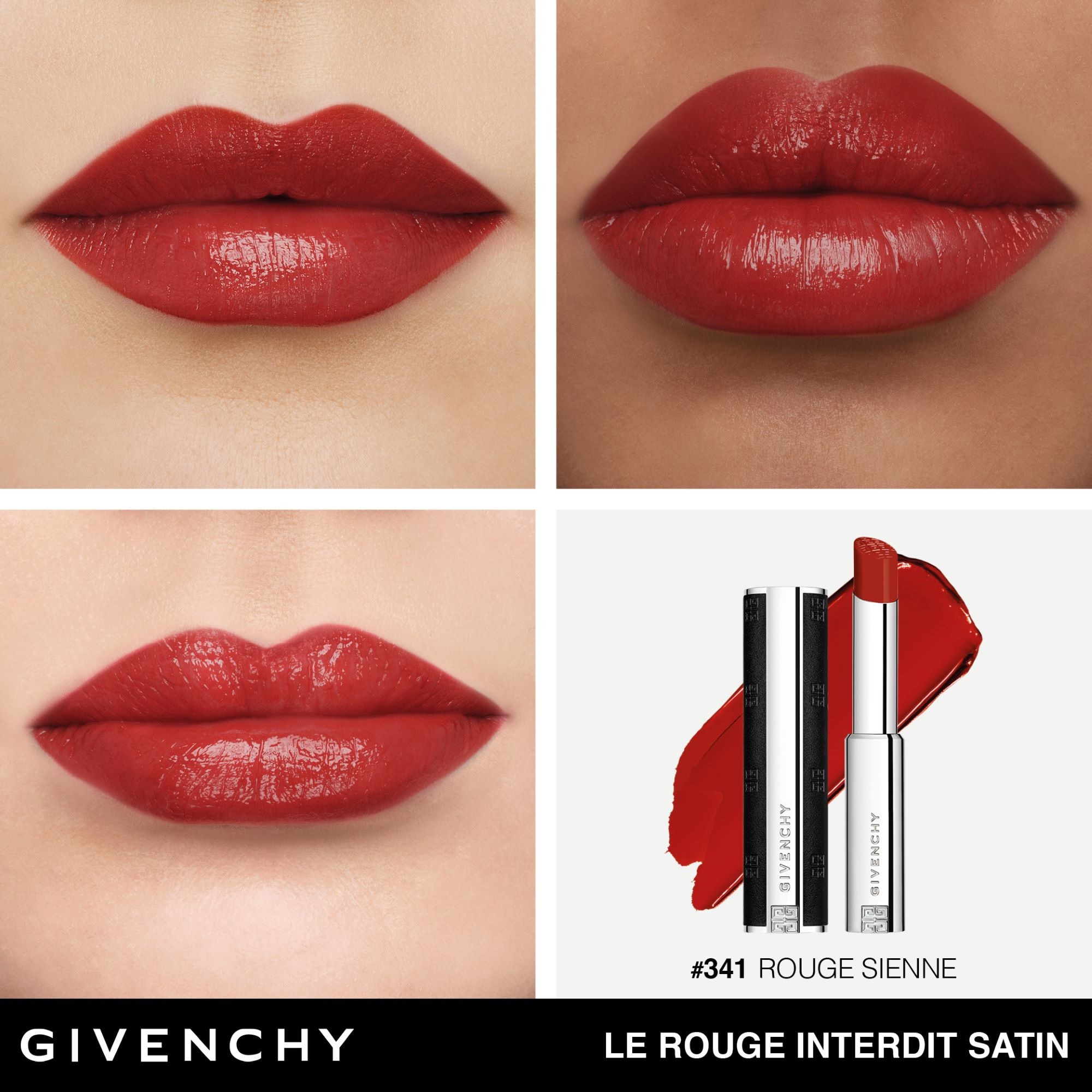  GIVENCHY LE ROUGE INTERDIT SATIN Rouge à Lèvres Fini Satin Lumineux  1 of 3 