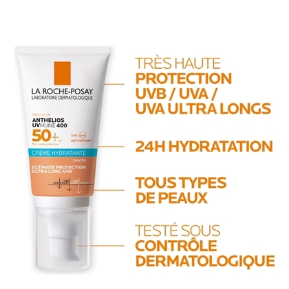 50mL LA ROCHE POSAY ANTHELIOS UVMUNE 400 Crème solaire hydratante teintée très haute protection SPF 50+  1 of 4 