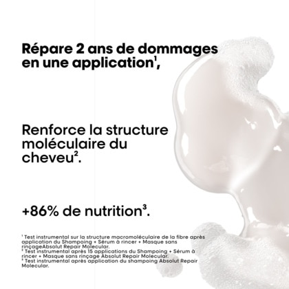 Shampooing réparateur pour tous types de cheveux abîmés.