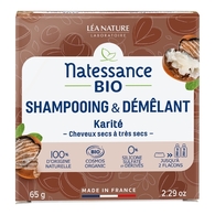 65g Natessance COSMÉTIQUES SOLIDES BIO Shampooing & démêlant Karité bio  1 of 2 