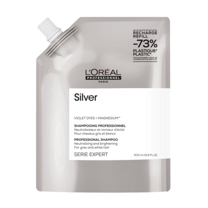 500ml L'ORÉAL PROFESSIONNEL SERIE EXPERT Shampooing déjaunissant pour cheveux gris et blancs. 1 of 4
