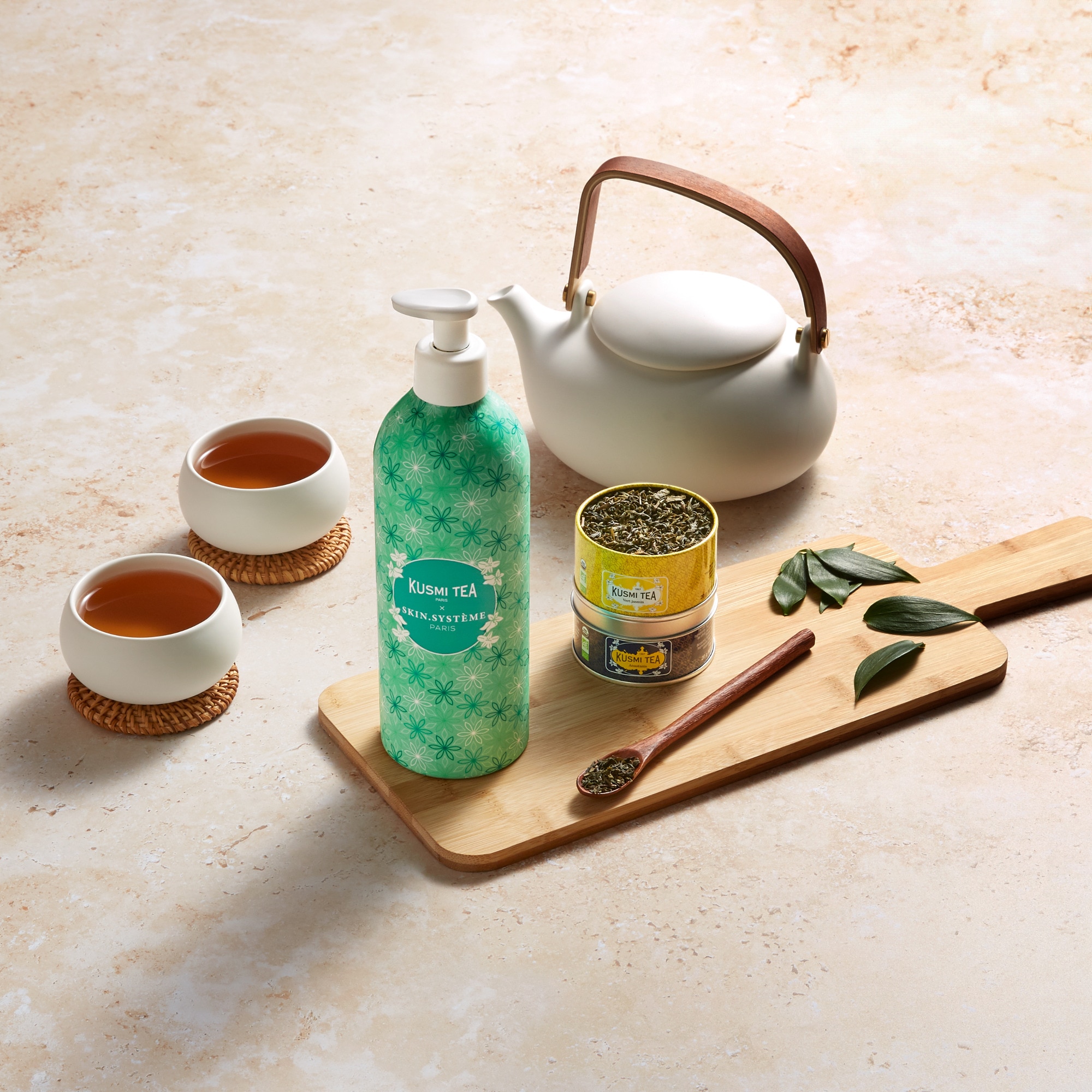 Kusmi tea x skin.système - eveil des sens autour du thé