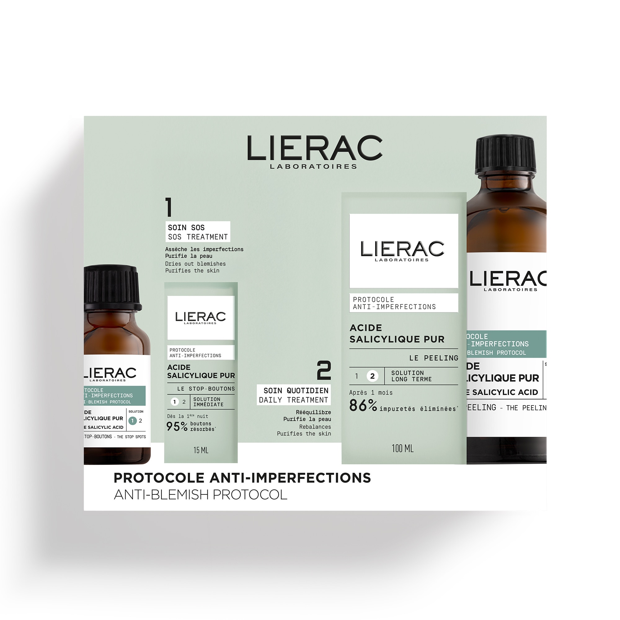 Lierac - Protocole - Coffret - Stop-boutons 15ml + Peeling Anti-imperfections 100ml