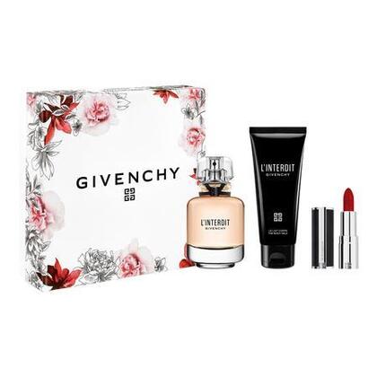  GIVENCHY L'INTERDIT GIVENCHY Coffret eau de parfum + lotion hydratante corps + mini le rouge intense silk  1 of 1 Coffret eau de parfum + lotion hydratante corps + mini le rouge intense silk