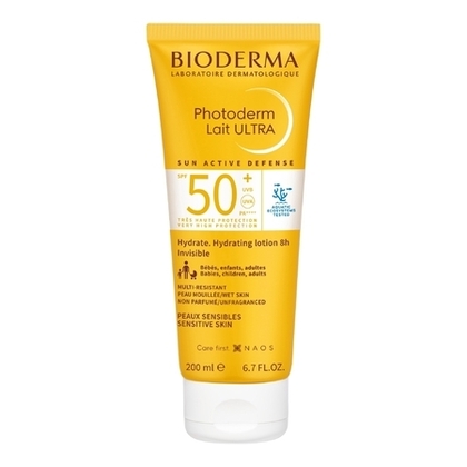 200ML BIODERMA PHOTODERM Lait ultra spf50+ invisible, non parfumé & hydrate - peaux sensibles  1 of 3 