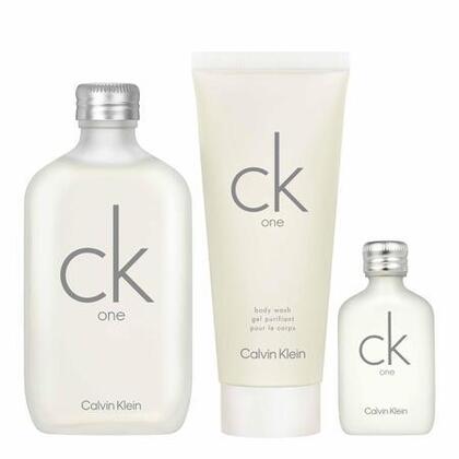  CALVIN KLEIN CK ONE Coffret eau de toilette + gel nettoyant pour le corps + miniature  1 of 2 