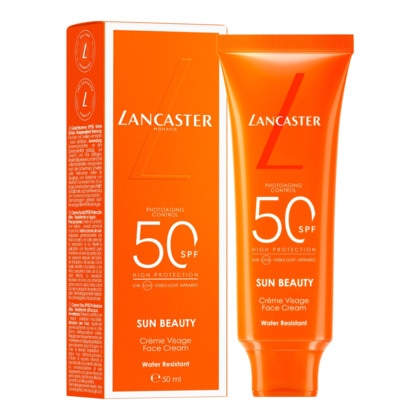 Crème visage confort bronzage lumineux spf50