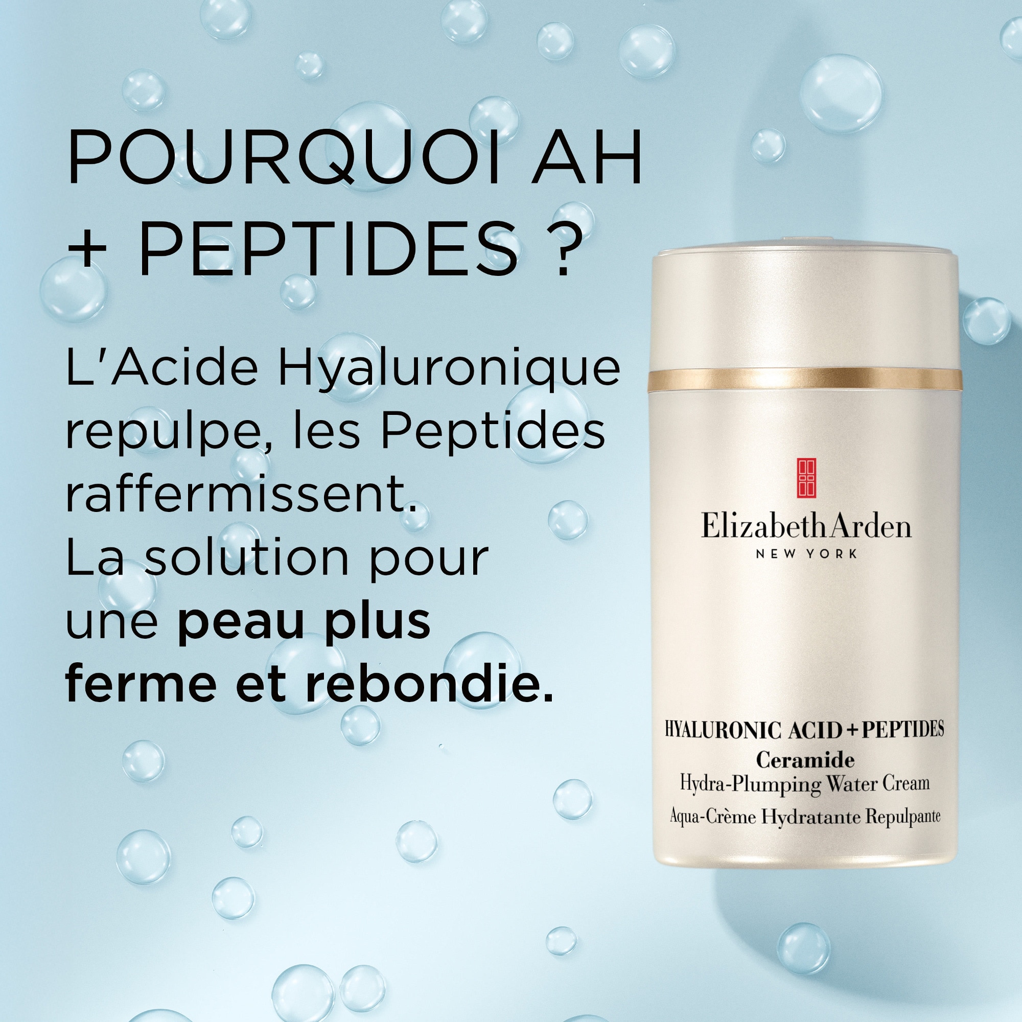 Hyaluronic acid + peptides ceramide aqua-crème hydratante repulpante