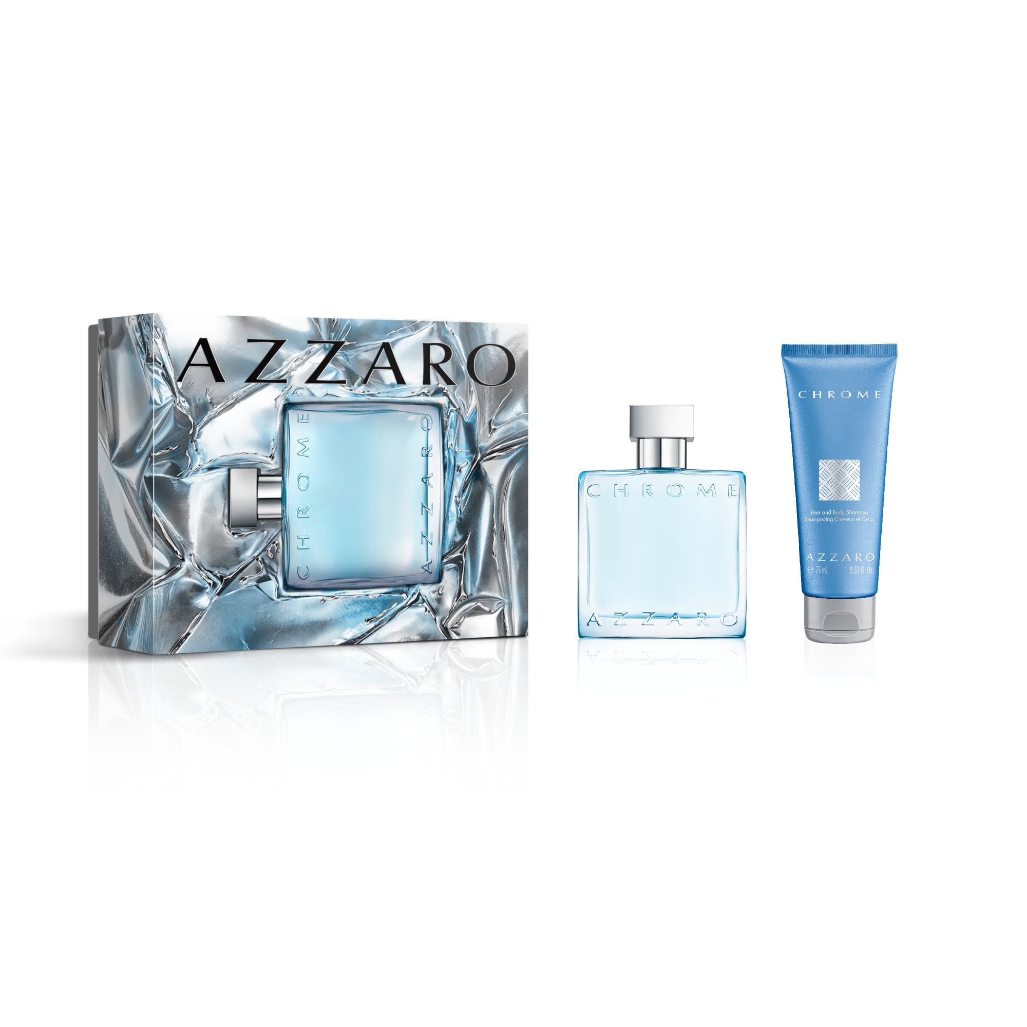  AZZARO CHROME Coffret eau de toilette + gel douche cheveux & corps  Coffret eau de toilette + gel douche cheveux & corps
