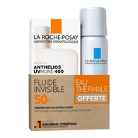 Crème solaire fluide invisible très haute protection spf50+ visage + eau thermale offerte