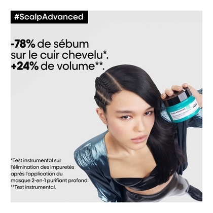 250ML L'ORÉAL PROFESSIONNEL SERIE EXPERT SCALP ADVANCED  Shampoing et masque 2-en-1 purifiant - Argile professionnelle  1 of 4 