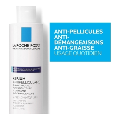 200ML LA ROCHE POSAY KERIUM Shampooing-gel antipelliculaire cuir chevelu gras  1 of 4 