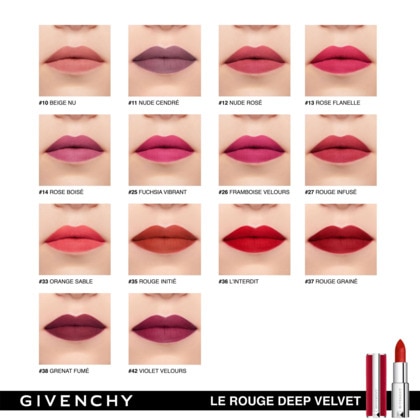 Rouge à lèvres fini mat lumineux, mat poudré ou brillant scintillant.