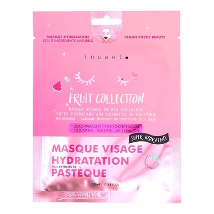 30ML INUWET SOIN VISAGE FRUIT COLLECTION Masque visage hydratant pastèque en bio cellulose  1 of 2 