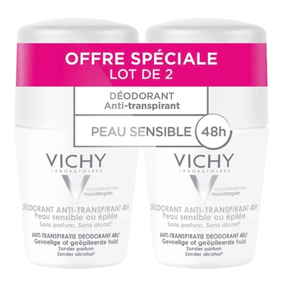 VICHY - V Hypoallergenique - Déodorant 48h Anti Transpiration Peaux Sensibles - Lot De 2 - 100ml