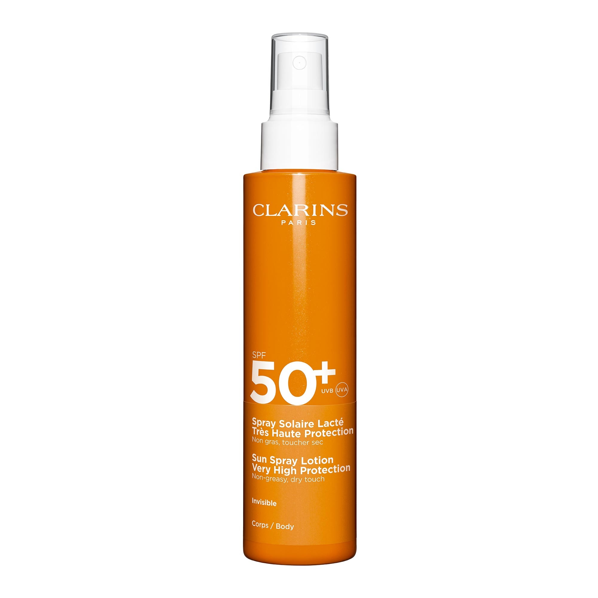 150ML Clarins SOLAIRE Spray solaire lacté très haute protection corps spf50+ 1 of 4