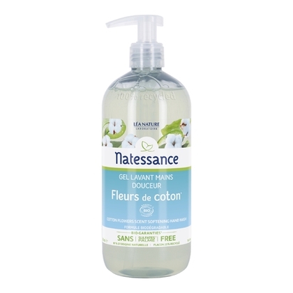 500ML Natessance SOIN MAINS BIO Gel lavant mains douceur Fleur de Coton  1 of 2 