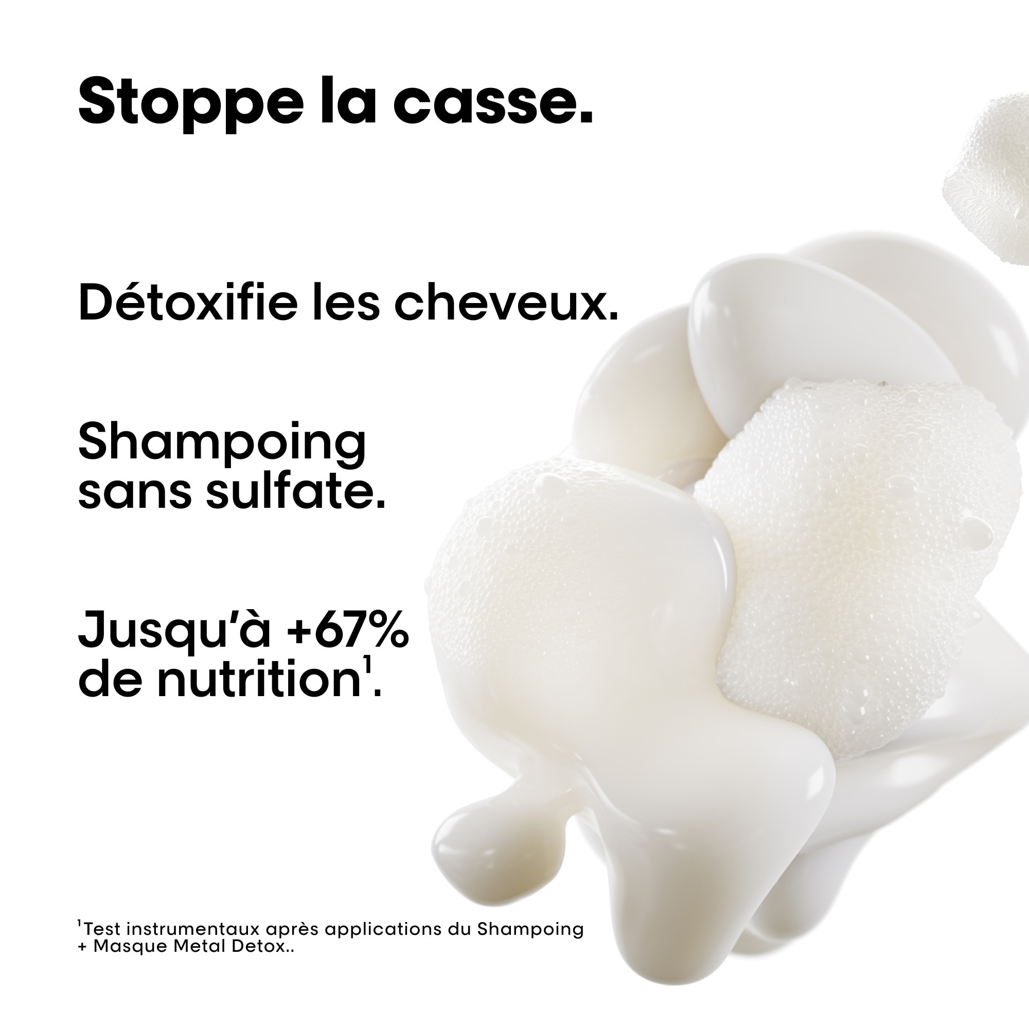 Shampooing anti-métal pour cheveux sensiblisés et cassants.