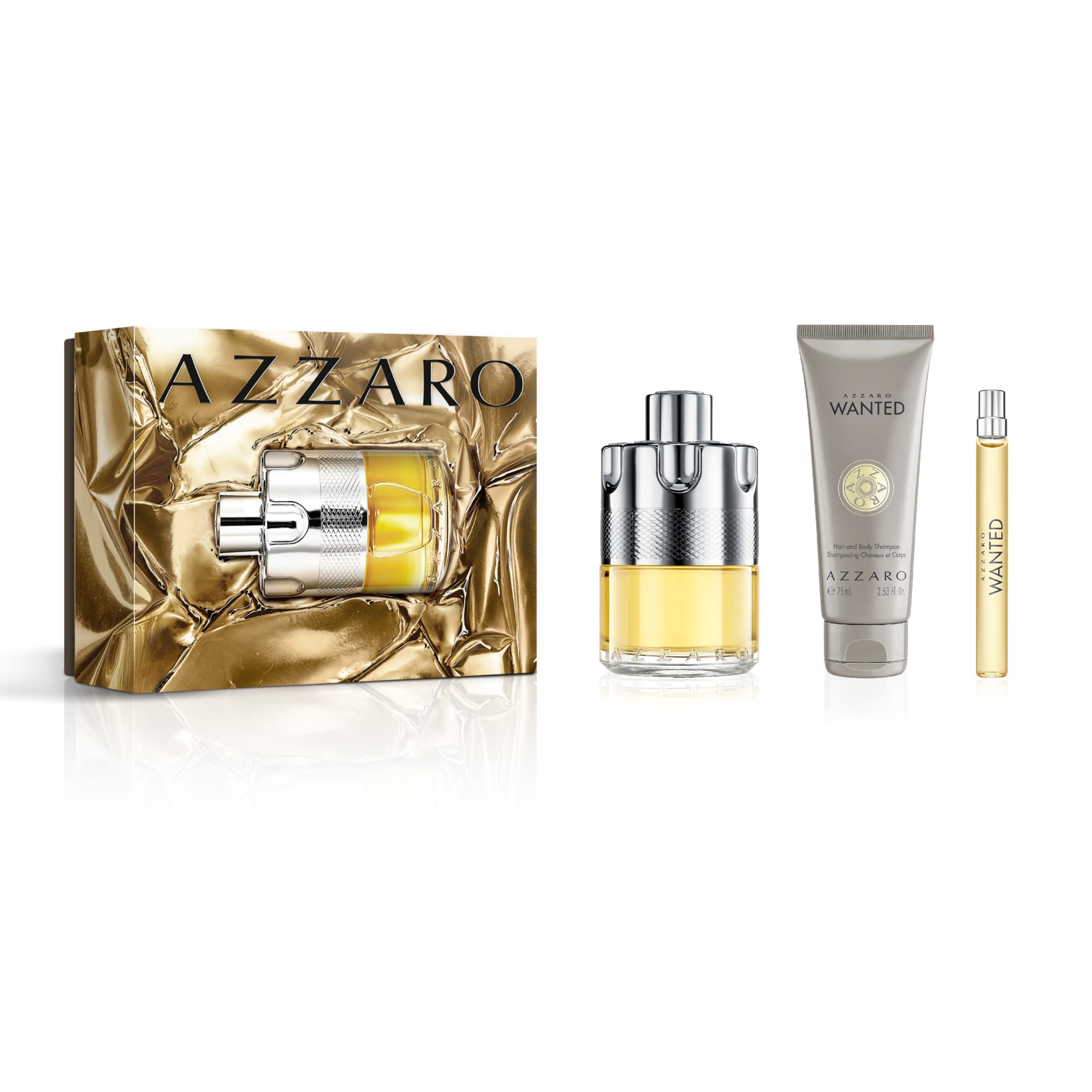 Azzaro - Wanted - Coffret Eau De Toilette + Gel Douche Cheveux & Corps + Vaporisateur Voyage