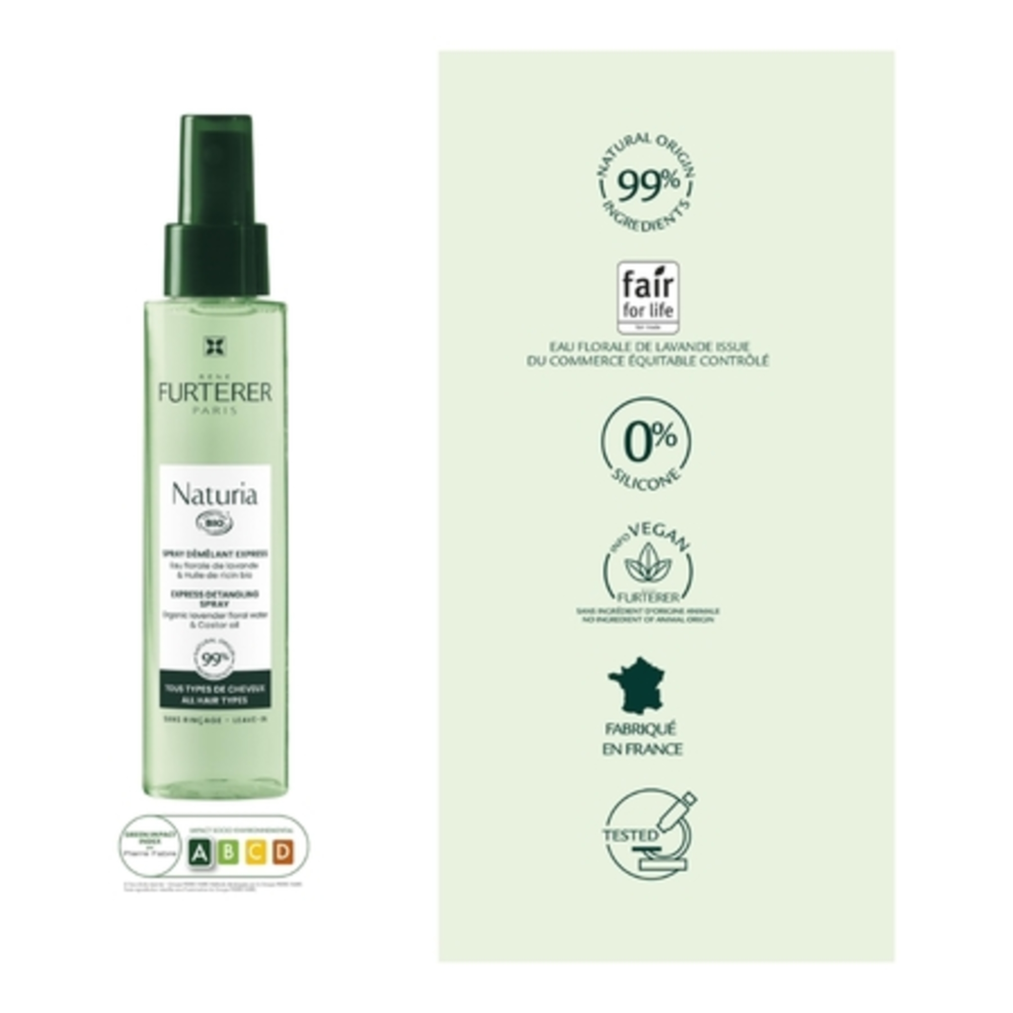 Spray démêlant bio cheveux sans rinçage - lavande & huile de ricin